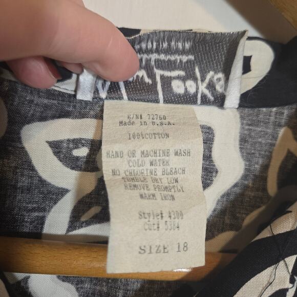 Vtg Contrast Floral Shirt Dress Retro Doodle Moody Rockbilly Emo Quirky 18 USA - Picture 5 of 8